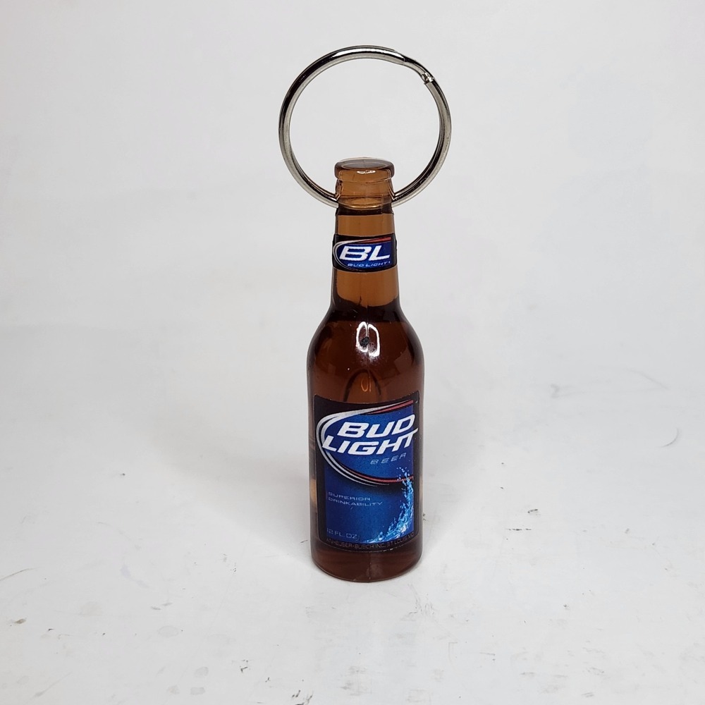 NEW Budweizer Bud Light Bottle Opener Keychain Beer Key Ring Stocking Stuffer